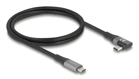 DeLock USB4 Thunderbolt 4 černá / Kabel / USB-C rovný - USB-C lomený / 40 Gbps / PD 240 W / 1 m