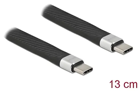 Delock USB Type-C - USB Type-C 13 cm černá / FPC plochý stuhový kabel / USB 3.2 Gen 2 / PD 5 A / 10 Gbit/s