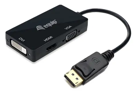 Equip 133441 černá / Adaptér / DisplayPort -> HDMI, VGA, DVI / 3v1 / 0,24 m