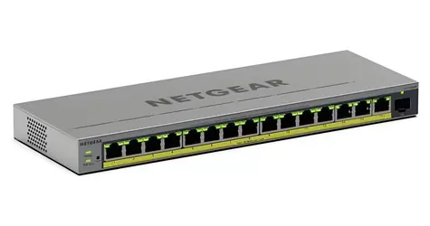NETGEAR 16-port Gigabit PoE+ Plus šedá / Switch / 16× GbE / PoE+ 250,6 W