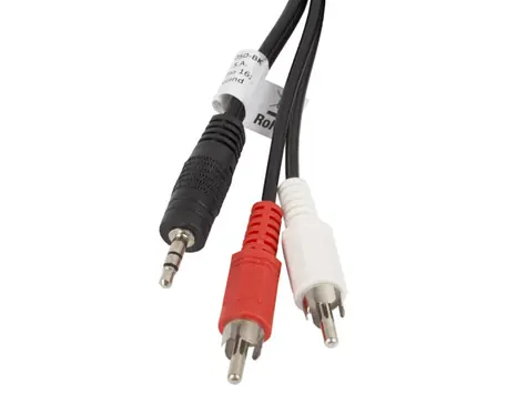 Lanberg CA-MJRC-10CC-0050-BK černá / Audio kabel / 3,5mm jack (M) - 2x RCA (M) / 5 m