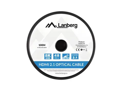 Lanberg HDMI 2.1 (M) - HDMI 2.1 (M) 100m černá / Optický kabel / AOC / 8K / 48 Gbit/s