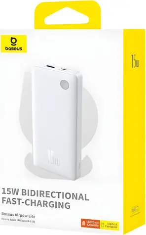 Baseus Airpow Lite bílá / Powerbanka / 10000 mAh / 15W