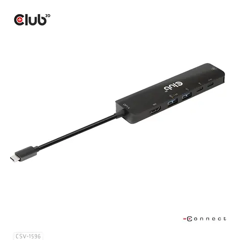 CLUB3D CSV-1596 černá / USB-C hub 6v1 / HDMI 8K30Hz / 2x USB-A / 2x USB-C / RJ45 / PD 100W