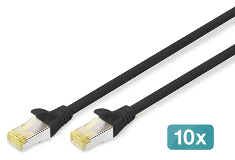 Digitus CAT 6A S/FTP černá / Patch kabel / 10 ks / 3 m / RJ-45 / LSZH / 500 MHz
