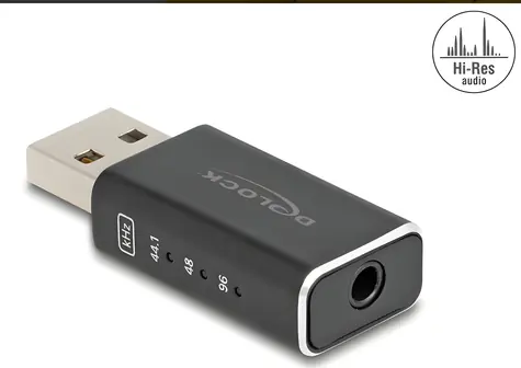DeLock USB Gaming DAC černá / USB DAC / 24 bit / 96 kHz / USB 2.0 Type-A