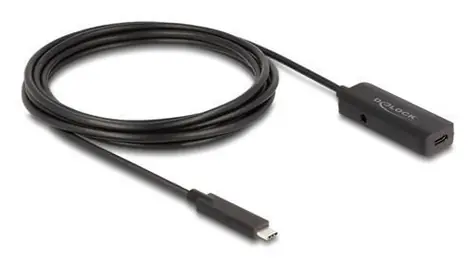 DeLock USB-C aktivní prodlužovací kabel / Kabel / USB C (M) - USB C (F) / 3 m / 10 Gbps / USB 3.2 Gen 2 / černá