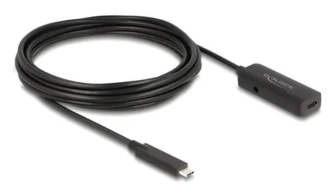 DeLock USB-C (M) - USB-C (F) černá / Aktivní prodlužovací kabel / 10 Gbps / USB 3.2 Gen 2 / 5 m