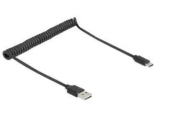 Delock EASY-USB černá / Spirálový USB kabel / USB-A (M) - USB-A (M) / 0,8 m / USB 2.0