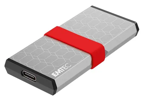 EMTEC X205 Mini SSD 512GB stříbrná / Přenosný SSD / USB-C 3.2 Gen2 / čtení: 1 100 MB/s / 3 roky