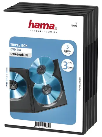 Hama DVD obal Triple černá / Obal na DVD / na 3 disky / balení 5 ks