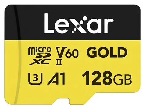 Lexar GOLD microSDXC 128 GB / V60 / U3 / A1 / Rychlost čtení až 280 MB/s / Rychlost zápisu až 100 MB/s