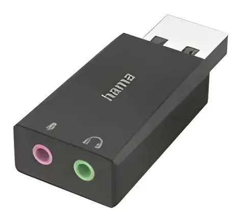 Hama USB zvuková karta černá / Zvuková karta / USB-A / 2x 3,5 mm jack / stereo