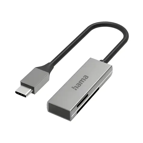 Hama čtečka karet USB-C SD & microSD stříbrná / Čtečka karet / USB 3.2 Gen 1 / 5 Gbit/s / hliník