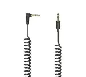 Hama Flexi-Slim černá / Audio kabel / Jack 3,5 mm – Jack 3,5 mm / spirálový / 90° / 1,5 m