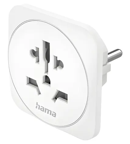 Hama zásuvkový adaptér univerzální do EU / Cestovní zásuvkový adaptér / 3pólový / 110–250 V