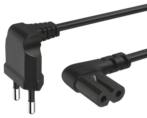 Hama napájecí kabel C7 černá / Napájecí kabel / oboustranně zahnutý 90° / 5 m