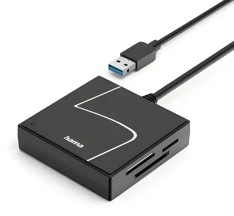 Hama černá / Čtečka paměťových karet / USB 3.2 Gen 1 / SD, CF, MS / USB-A + USB-C adaptér