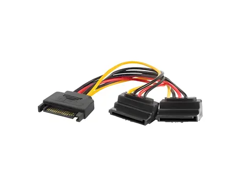Lanberg SATA napájecí kabel 15cm úhlový / Rozdvojka / 1x SATA(M) na 2x SATA(F)