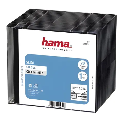 Hama CD Slim Box černá / Obal na 1 CD / 5,2 mm / balení 20 ks