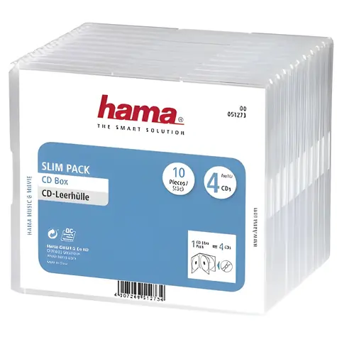Hama CD Slim Pack 4 průhledná / Obal na 4 CD / 10 ks