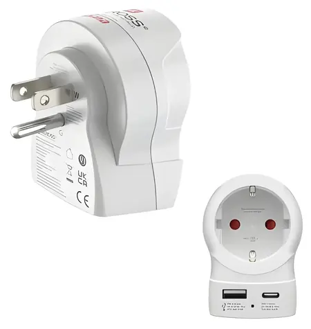 Hama cestovní adaptér do USA (typ B) bílá / Cestovní adaptér / USB-C PD 20 W / USB-A 18 W / 3pól.