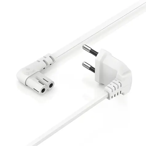 Hama C7 bílá / Napájecí kabel / zahnutý 90° / eurozástrčka / 1,5 m