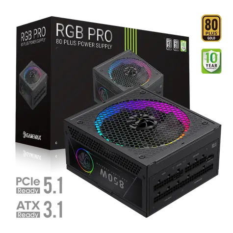 Gamemax RGB PRO 850G / Zdroj / ATX / 850W / 80 Plus Gold / Full Modular / RGB