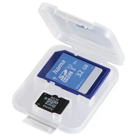 Hama DuoCase průhledná / Pouzdro na paměťové karty / 2 karty / SD + microSD