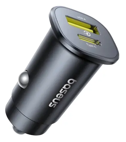 Baseus GoTrip Cosmic Black / Nabíječka do auta / USB-C + USB-A / 30W / PD / QC 4.0