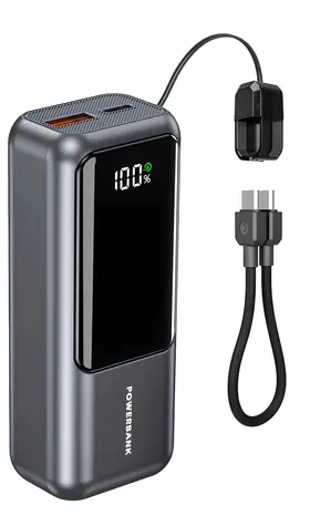 Gembird PB10-PD20-LCD-02 spacegrey / Powerbanka / 10 000 mAh / PD 20 W / LCD displej / USB-C + USB-A