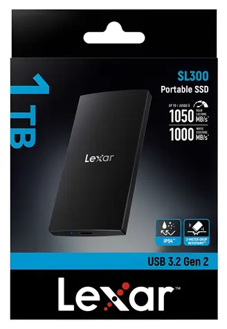 Lexar SL300 1TB / Přenosný SSD disk / USB 3.2 Gen 2 / čtení: 1050 MB/s / zápis: 1000 MB/s
