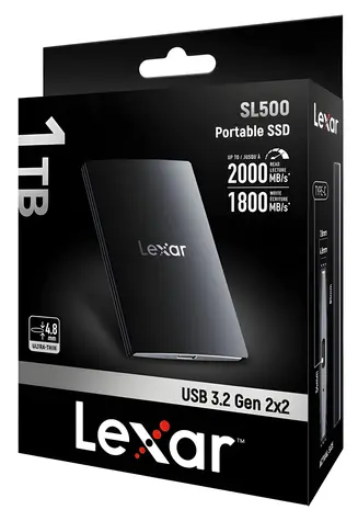 Lexar SL500 Portable 1TB / Externí SSD / USB 3.2 Gen 2x2 / čtení: 2 000 MB/s / zápis: 1 800 MB/s