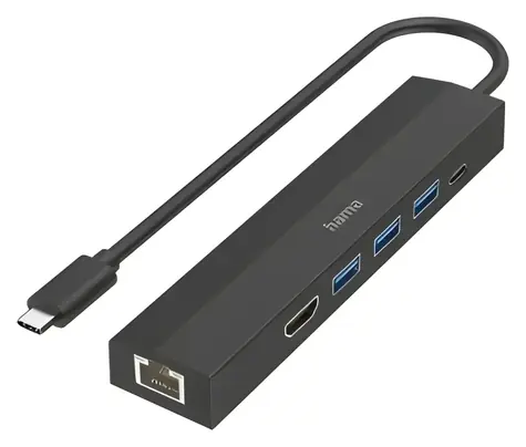 Hama USB-C Multiport hub černá / USB-C hub / 6 portů / 3× USB-A / HDMI / LAN