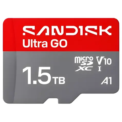 SanDisk Ultra GO microSDXC 1,5 TB / Paměťová karta microSD / UHS-I U1 V10 / čtení: až 190 MB/s / A1 / Full HD