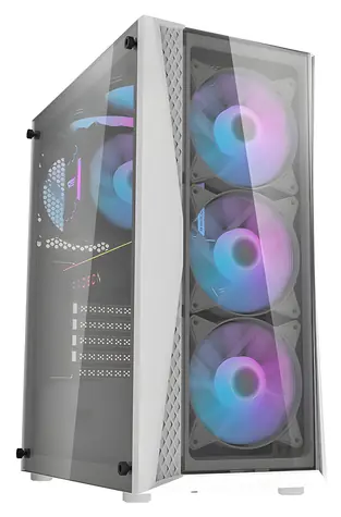 darkFlash DK352 Plus bílá / Počítačová skříň / Middle Tower / ATX / E-ATX / temperované sklo / 4× ARGB