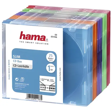 Hama CD Slim Box barevný / Obal na 1 CD / balení 25 ks / plast