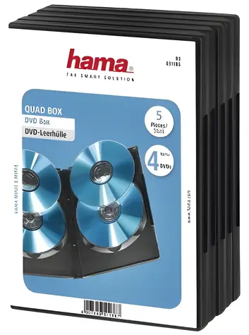 Hama DVD Quad Box černá / Obal na DVD / 4 disky / 5 ks