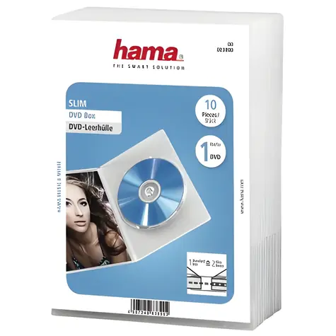 Hama DVD Slim Box průhledná / Obal na 1 DVD / slim 7 mm / 10 ks