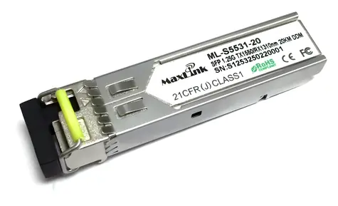 MaxLink 1.25G SFP optický modul / WDM(BiDi) / SM / Tx 1550/Rx1310nm / 20km / 1x LC konektor / DDM