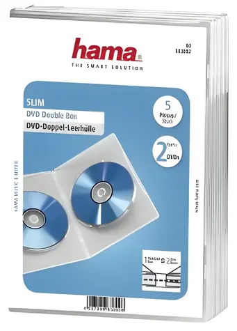 Hama DVD Slim Double Box průhledný / Obal na 2 DVD / 5 ks