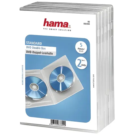 Hama DVD Standard Double průhledná / Obal na DVD / 2 disky / balení 5 ks