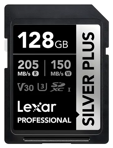 Lexar Professional SILVER PLUS SDXC 128GB / Paměťová karta / čtení: 205 MB/s / zápis: 150 MB/s / UHS-I / V30