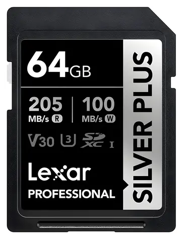 Lexar Professional SILVER PLUS SDXC 64GB / čtení: 205MBps / zápis: 100MBps / UHS-I / V30