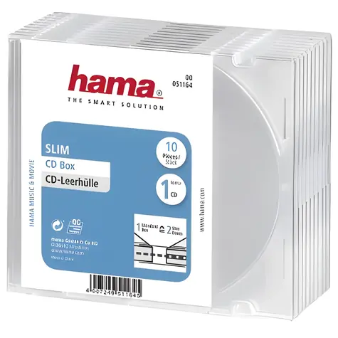 Hama CD Slim Box průhledná / Obal na CD/DVD / na 1 disk / balení 10 ks