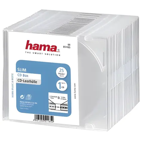 Hama CD Slim Box průhledný / Obal na 1 CD/DVD / 25 ks