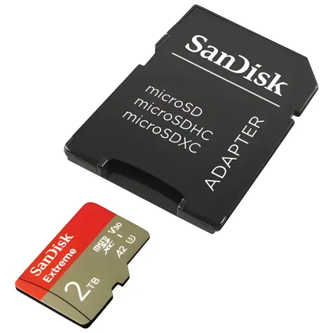 SanDisk Extreme microSDXC 2TB + adaptér / Paměťová karta / UHS-I U3 / V30 / A2 / čtení: 240 MB/s / zápis: 140 MB/s