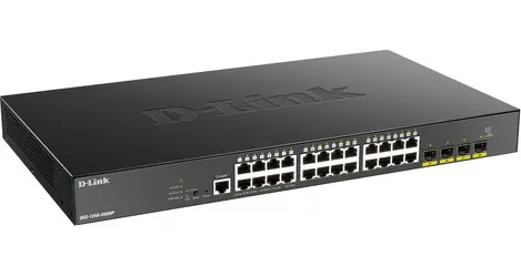 D-Link DGS-1250-28XMP/E / Smart managed switch / 24x PoE+ gigabit / 4x 10G SFP+ / 370W PoE budget