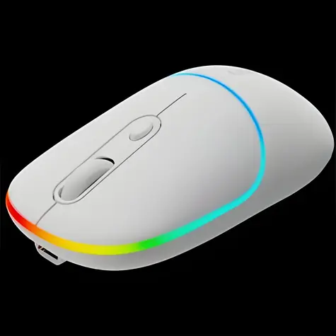 Canyon MW-22 bílá / Optická bezdrátová myš / RGB / 800/1200/1600 dpi / 4 tlačítka / BT + 2,4 GHz / 650 mAh