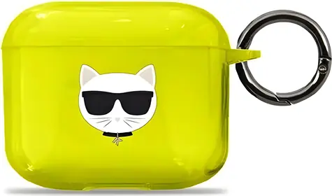 Karl Lagerfeld KLA3UCHFY Choupette žlutá / Pouzdro / pro Apple AirPods 3